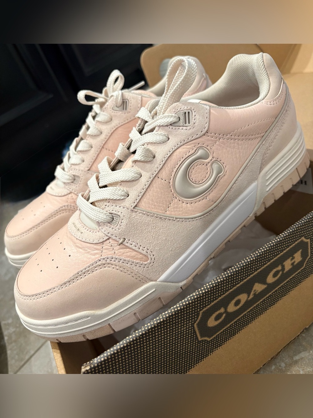 Coach Women's Pale Pink Lace-Up Sneakers